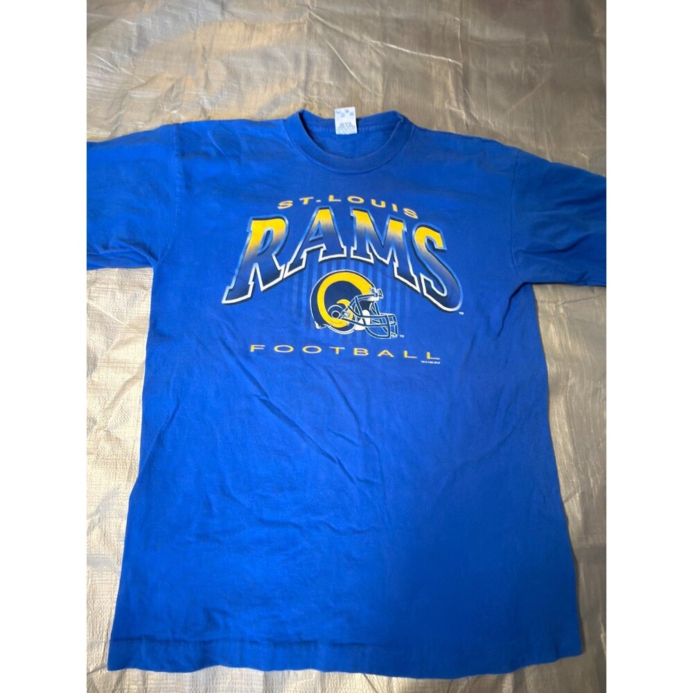 Vintage 1995 St Louis Rams NFL T Shirt Mens Size L Royal Blue Single Stitch